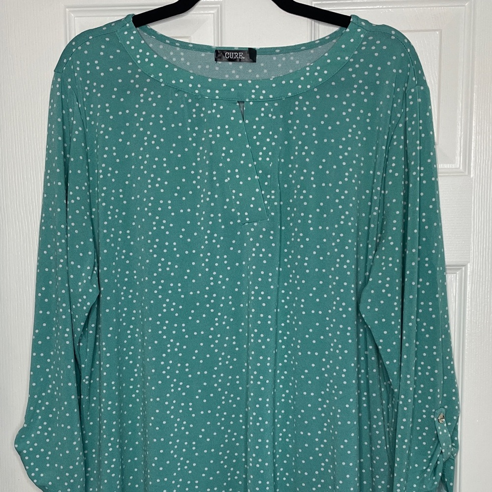 Duze Teal Polka Dot Blouse